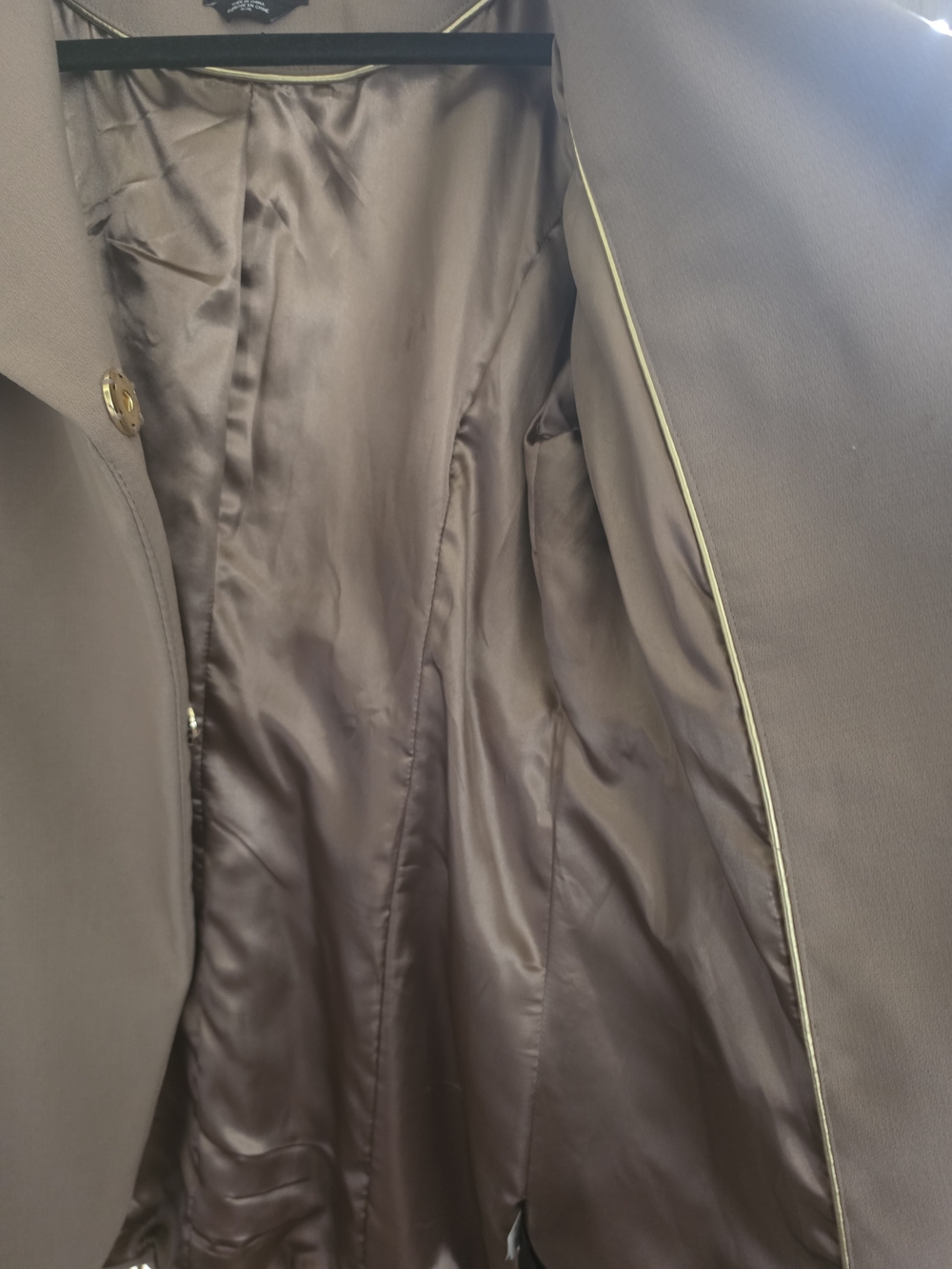 bebe Taupe Wool-Blend Coat with Removable Faux Fur Collar - Picture 5 of 7